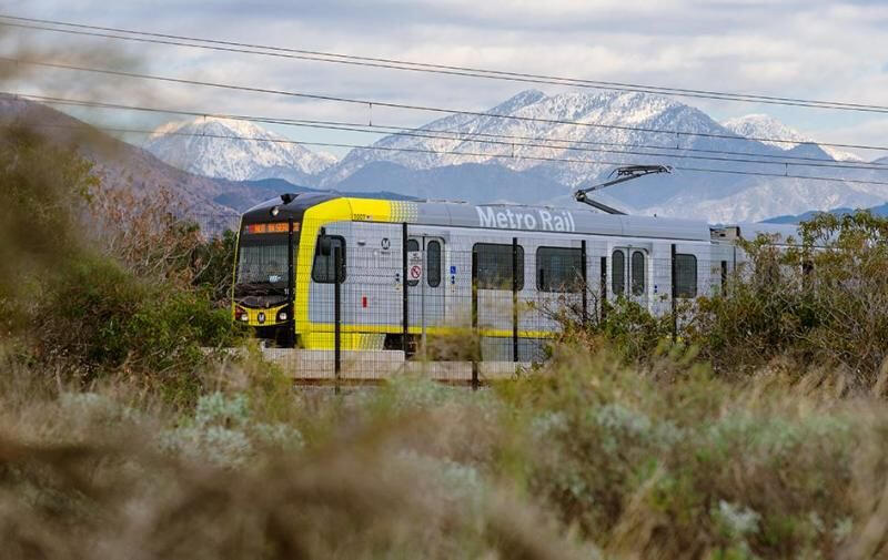 Metro A Line Traveling Through the L.A. Valley